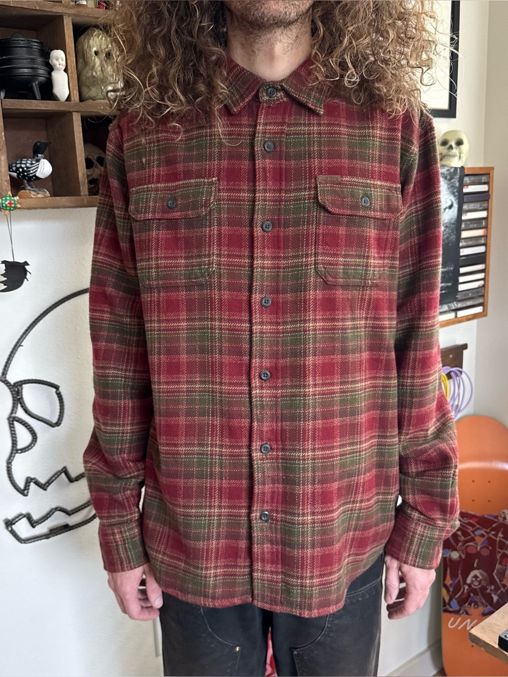 Vintage 2000s Earthy Plaid Heavyweight Flannel Shacket ~ Size Large